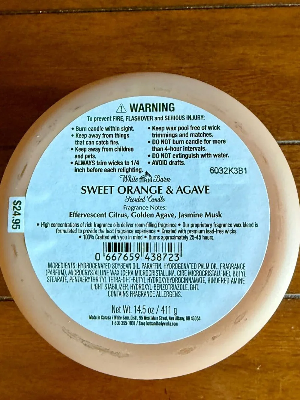 NEW SWEET ORANGE & AGAVE 3-Wick Candle Bath & Body Works
